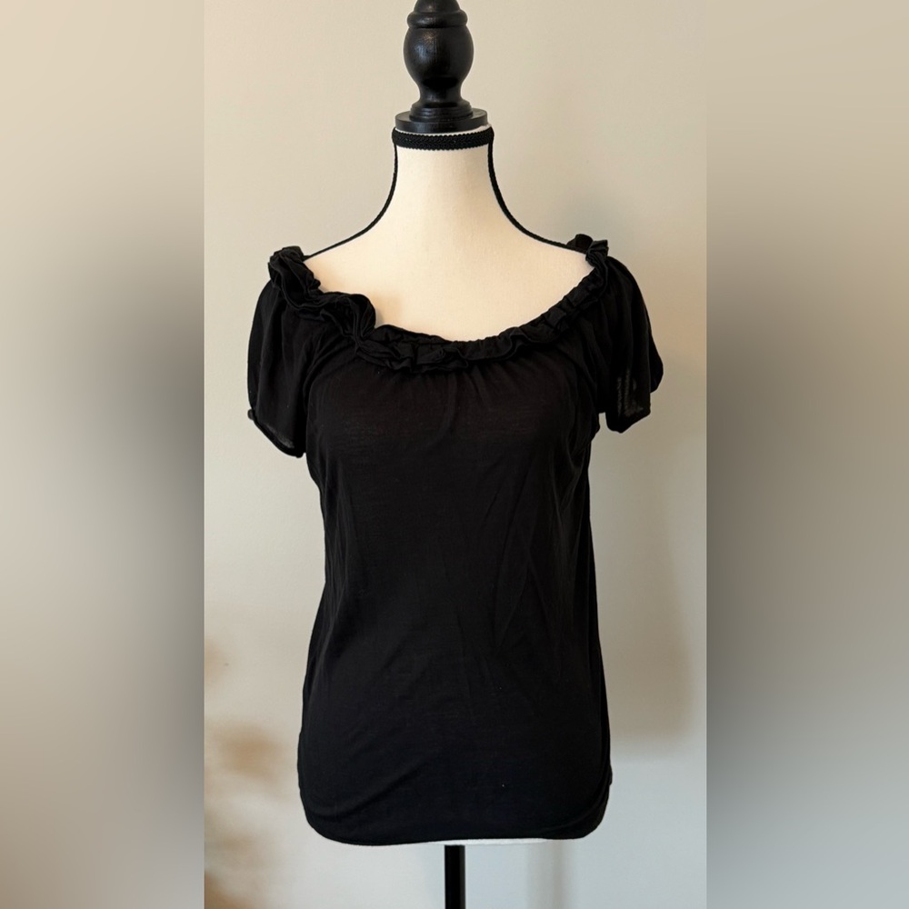 BCBGMaxAzria Black Ruffled Blouse